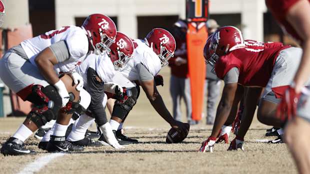 Offensive line, Alabama practice, January 5, 2020